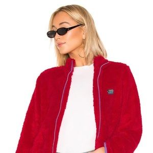 Stussy red sherpa jacket fleece size xs
